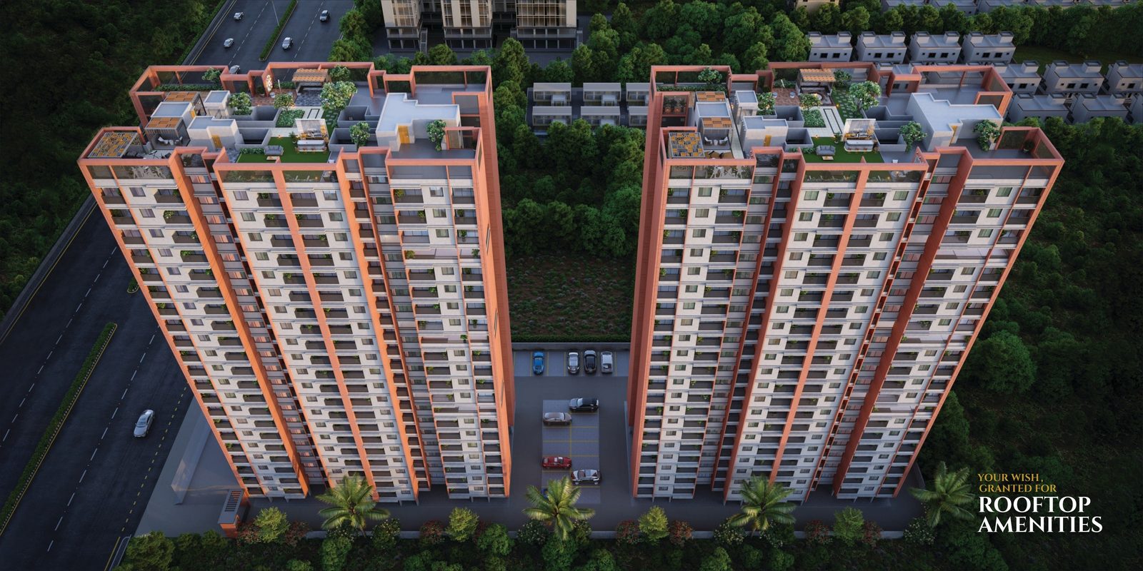 Rooftop amenities at Evara